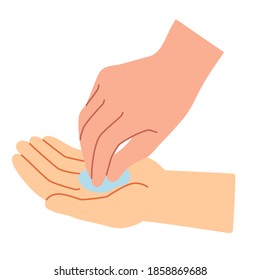 Procedure for hand disinfection using disinfectant. Alcohol disinfection. 2. Rub your fingertips in the disinfectant solution (both hands).