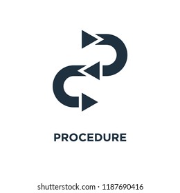 Procedure icon. Black filled vector illustration. Procedure symbol on white background. Can be used in web and mobile.