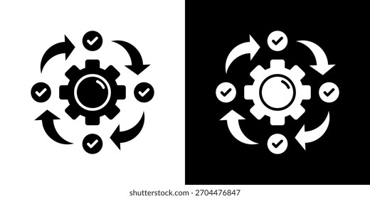 Prozedursymbol in schwarz-weißer einfarbiger Vektorgrafik