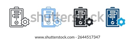 Procedure Icon Set Multiple Style. Designed In Outline, Blue, Glyph, Dual Tone