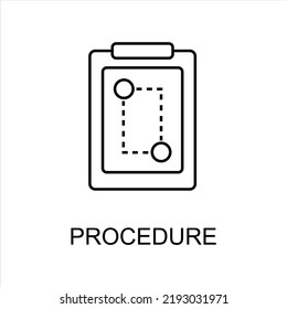 Procedure Line Icon, Outline Vector Sign, Linear Pictogram Isolated On White. Method, Mission, Procedure, Process, Strategy Symbol With Thin Line And Monochrome Outline Minimal Style. Linear Vector