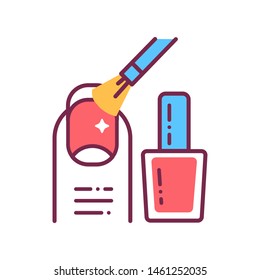 Procedure manicure color line icon. Paint your nails. Beauty industry. Pictogram for web page, promo. UI/UX/GUI design element. Editable stroke.