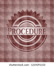 Procedure red geometric emblem. Seamless.