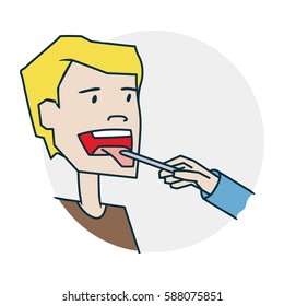 Procedure for the treatment of sinusitis. Icon on medical subjects. Illustration of a funny cartoon style