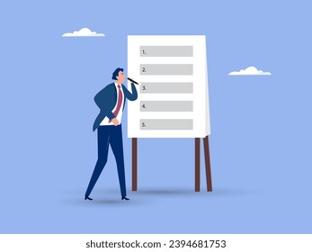 Procedure and workflow, planning process or sequence to finish project, standard or company policy, business outline to step by step, businessman leader present workflow and procedure in meeting.