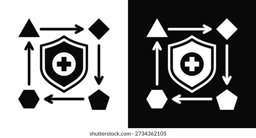 Icono de procedimientos Estilo de fondo blanco y negro