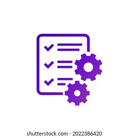 Icono de procedimientos y operaciones con lista de comprobación
