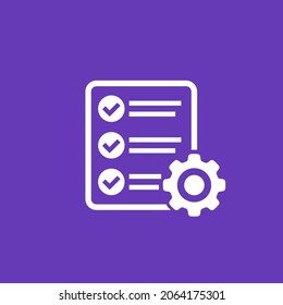 Icono de procedimientos y operaciones con lista de comprobación