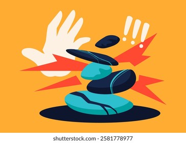 Proceed with caution - modern colored vector illustration