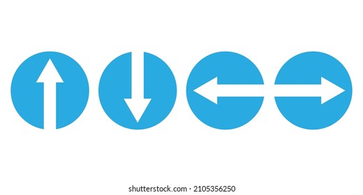 Proceed straight sign. Ahead, back, right, left. Road traffic. Mandatory icons. Vector illustration. Stock image. 