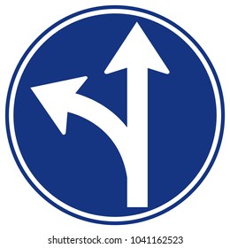Proceed Straight or Turn Right  Road Sign,Vector Illustration, Isolate On White Background Label. EPS10