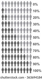 Procent Infographics People Icon Set . Stick Man Icon Set . Vector Illustration