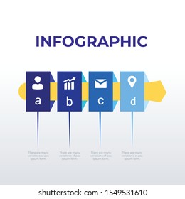 Process 3D infographic template design. Business concept info graph with 4 icons, options, steps or processes. Vector visualization can be used for workflow layout, diagram, annual report, web