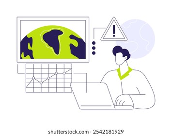 Process aerial and satellite imagery abstract concept vector illustration. Scientist compares ice melting, satellite images, process aerial pictures, remote sensing sector abstract metaphor.