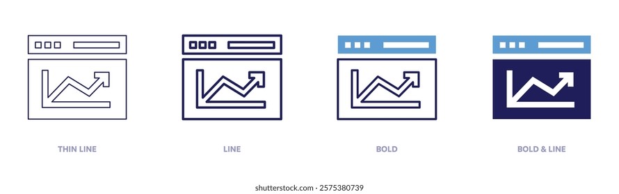 Process analysis icon in 4 different styles. Thin Line, Line, Bold, and Bold Line. Duotone style. Editable stroke.