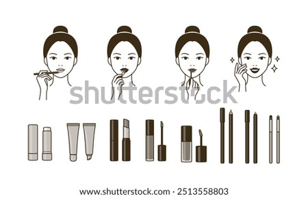 The process of applying lipstick
