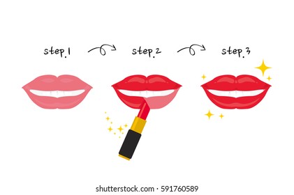 The process of applying lipstick. vector EPS10