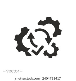 process automatic mode icon, automatism, switch self, flat symbol - editable stroke vector illustration