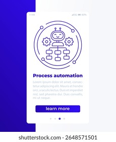 Process automation banner design with line icon
