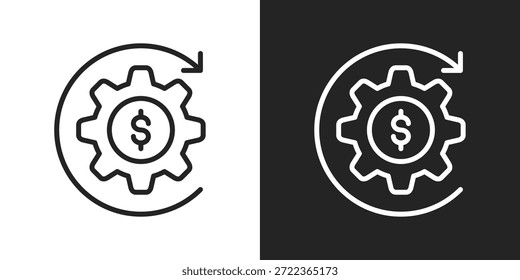 Icono de automatización de procesos en estilo de línea en blanco y negro