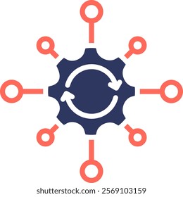 Process Automation Icon Glyph Color Vector Illustration