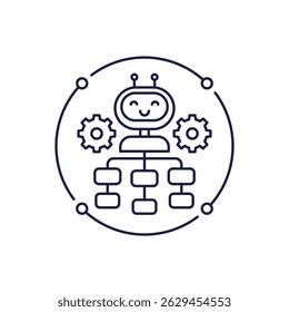 Icono de automatización de procesos con robot en diseño en línea