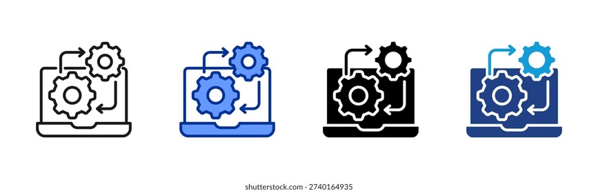 Process Automation icon set multiple style collection