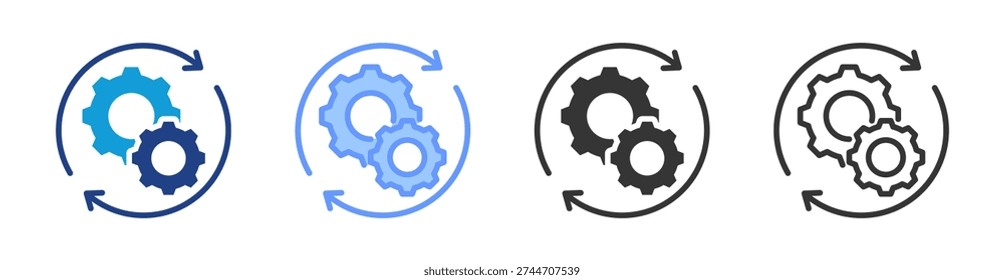 Process Automation icon set multiple style collection