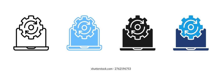 Process Automation icon set multiple style collection