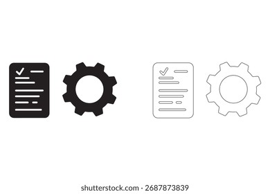 Iconos de automatización de procesos para la eficacia del flujo de trabajo y la gestión de tareas que representan una integración y documentación sin problemas con Configuraciones