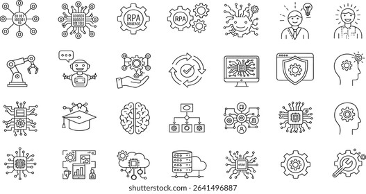 Process Automation Line Editable Icons set