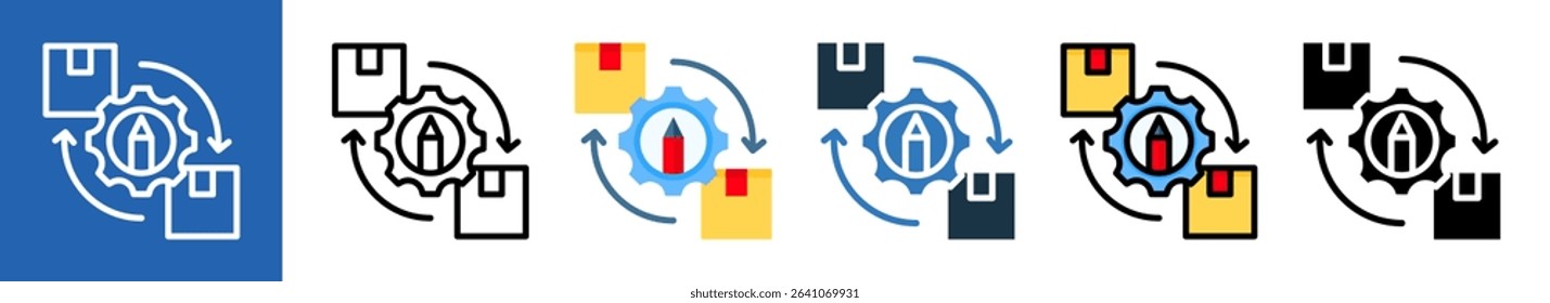 Process Automation multiple icon style vector illustration