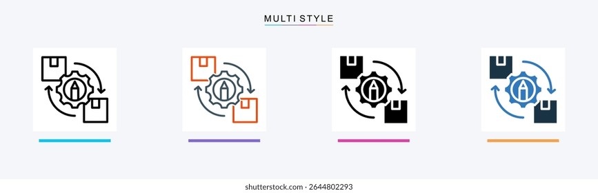 Process Automation multiple icon style vector illustration