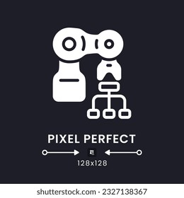 Process automation white solid desktop icon. RPA technology. Boost productivity. Pixel perfect 128x128, outline 4px. Silhouette symbol for dark mode. Glyph pictogram. Vector isolated image