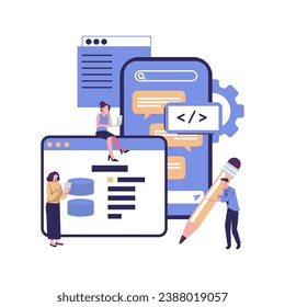 process of build mobile interface, software API flat vector illustration design