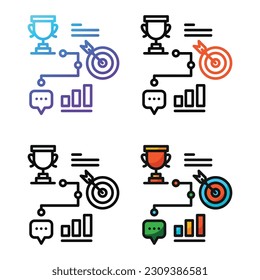 Process business icon design in four variation color 
