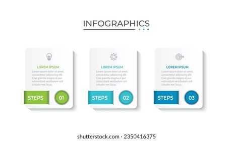 Process business infographic thin line with square template design with icons and 3 options or steps.