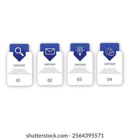 Process business infographic thin line with square template design with icons and 4 options or steps.