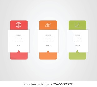 Process business infographic thin line with square template design with icons and 3 options or steps.