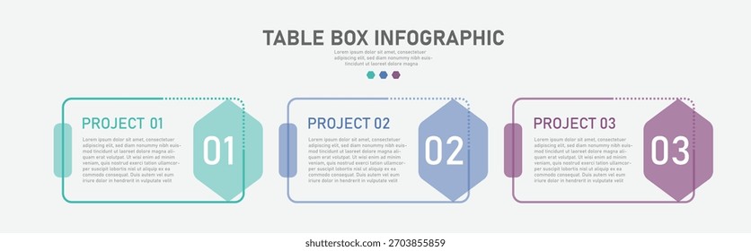 Verarbeiten Sie Business-Infografik dünne Linie mit quadratischen Vorlage Design mit Symbolen und 3 Optionen oder Schritte. Kann für Workflow-Diagramm, Info-Diagramm, Web-Design und Präsentation verwendet werden.