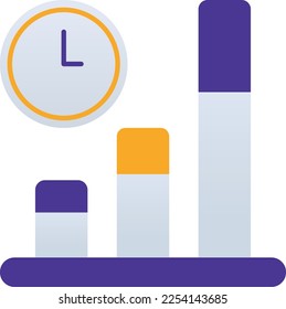 Process business management icon with purple and orange duotone style. Industrial, practice, optimization, operation, innovation, efficient, automation. Vector illustration
