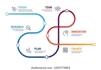 Process of business step, Roadmap timeline infographic with 6 process structure. Vector infographic