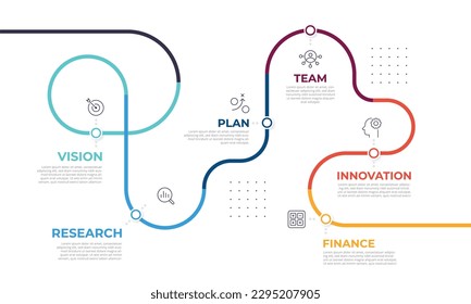 Process of business step, Roadmap timeline infographic with 6 process structure. Vector infographic