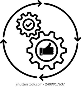 prozesszentriertes Symbol für Gesamtqualitätsmanagement, Vektor-TQM-Zeichen