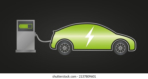 El proceso de cargar un auto eléctrico. Combustible ecológico. Ilustración del vector
