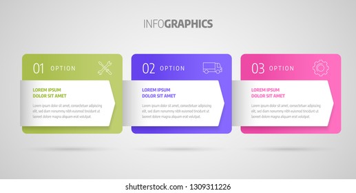 Process chart. Business data. Abstract element of chart, graph, diagram with 3 steps, options, parts, processes. Infographics design vector and marketing icons.