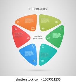 Process chart. Business data. Abstract element of chart, graph, diagram with 6 options, parts, processes. Infographics design vector and marketing icons.