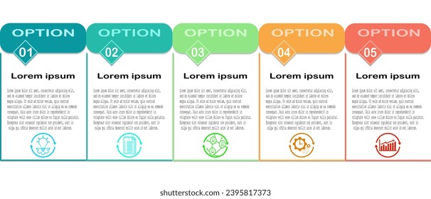 Prozessdiagramm Geschäftsdatendiagramm mit Schritten, Optionen, Teilen oder Prozessen.Vektorgrafik.