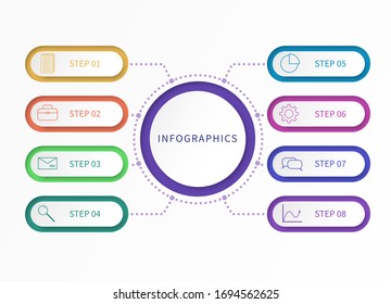 Process chart. Business data with options paper steps label and flowchart, parts and timeline workflow, diagram vector infographic creative template