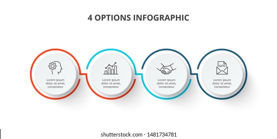 Process chart. Business data visualization. Abstract elements of diagram with 4 steps, options, parts or processes. Creative concept for infographic.